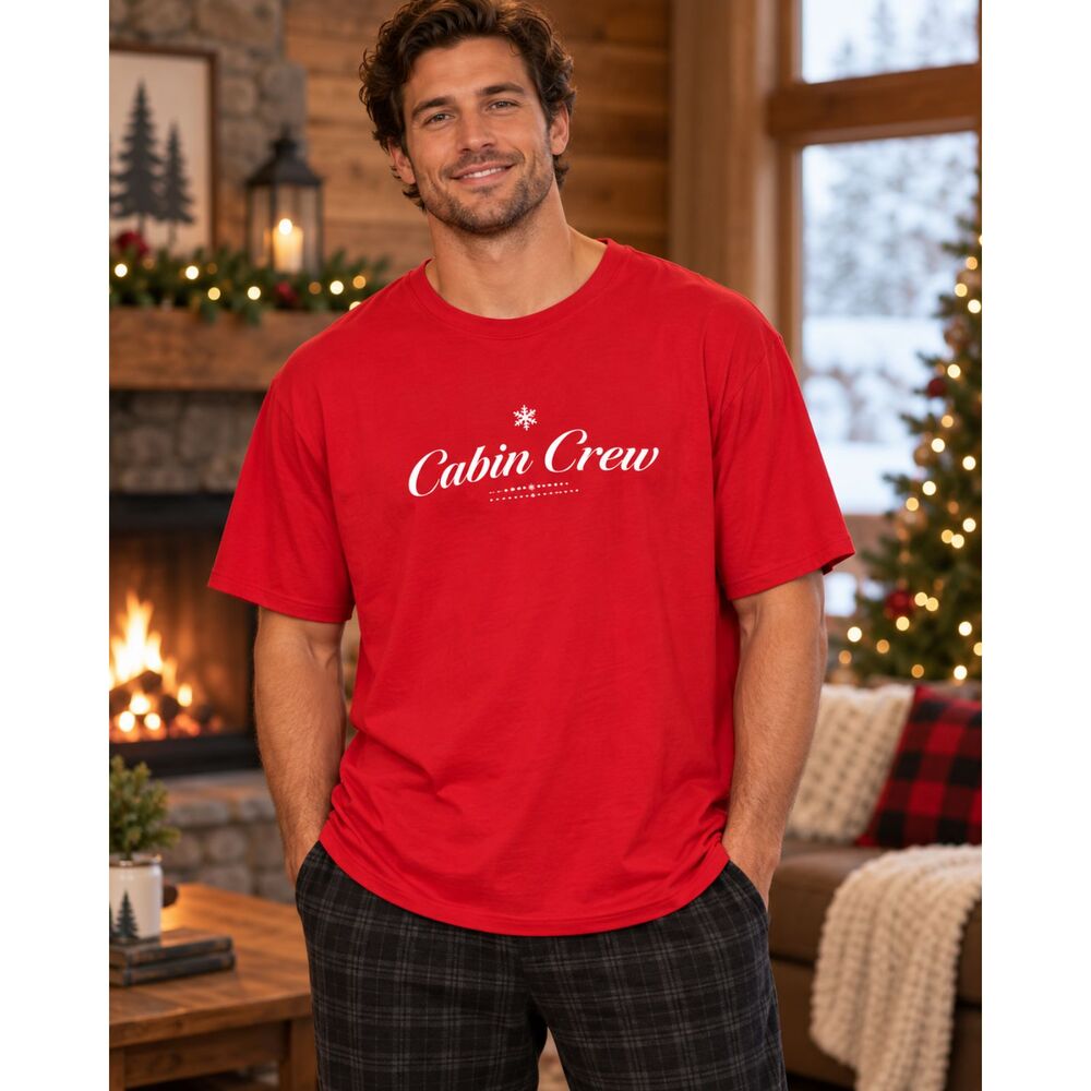 Wondershop Men’s XXL Red Cabin Crew Christmas Pajama Tee Holiday Lounge Shirt
